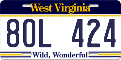 WV license plate 8OL424