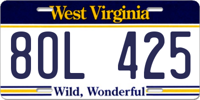 WV license plate 8OL425