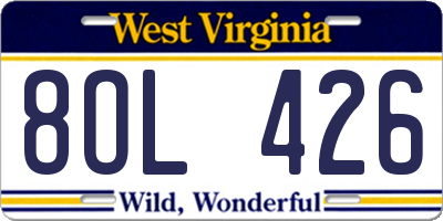 WV license plate 8OL426