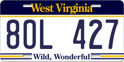 WV license plate 8OL427