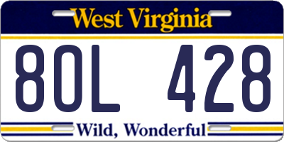 WV license plate 8OL428