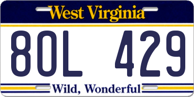 WV license plate 8OL429