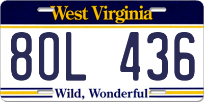 WV license plate 8OL436