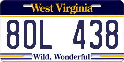 WV license plate 8OL438