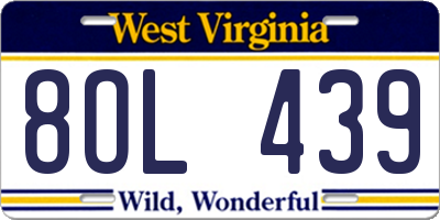WV license plate 8OL439