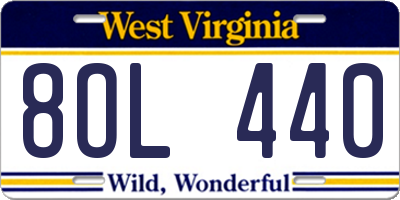 WV license plate 8OL440
