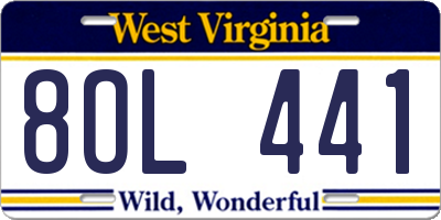 WV license plate 8OL441