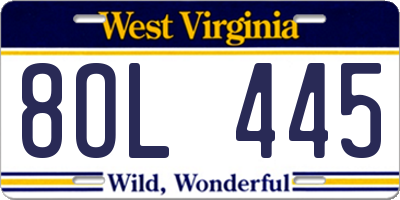 WV license plate 8OL445