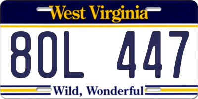 WV license plate 8OL447