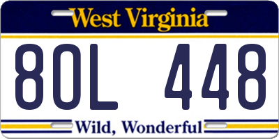 WV license plate 8OL448