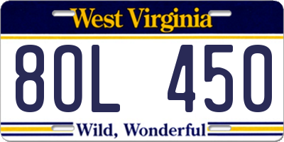 WV license plate 8OL450
