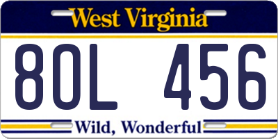 WV license plate 8OL456