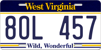 WV license plate 8OL457