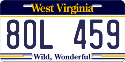 WV license plate 8OL459