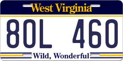 WV license plate 8OL460