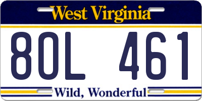 WV license plate 8OL461
