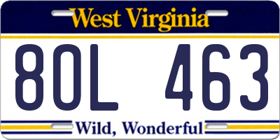 WV license plate 8OL463