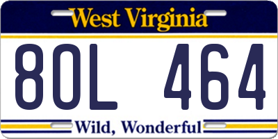 WV license plate 8OL464