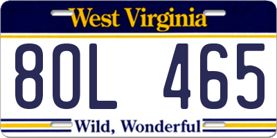 WV license plate 8OL465