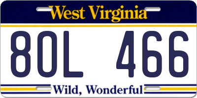 WV license plate 8OL466
