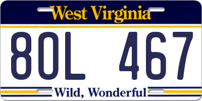 WV license plate 8OL467