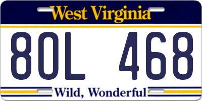 WV license plate 8OL468