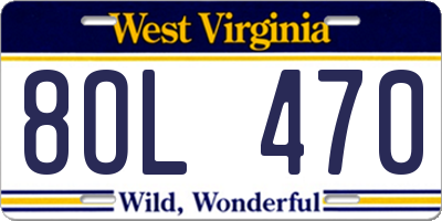 WV license plate 8OL470