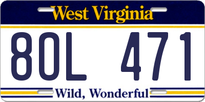 WV license plate 8OL471