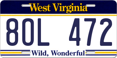WV license plate 8OL472