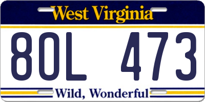 WV license plate 8OL473