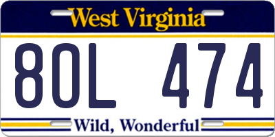WV license plate 8OL474