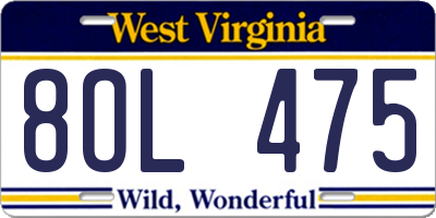 WV license plate 8OL475