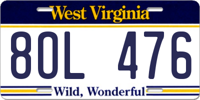 WV license plate 8OL476