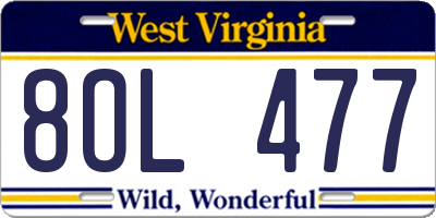 WV license plate 8OL477