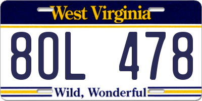 WV license plate 8OL478
