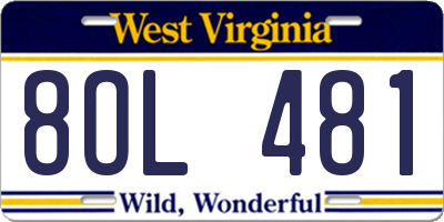 WV license plate 8OL481