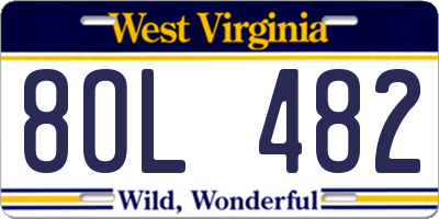 WV license plate 8OL482