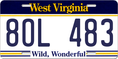 WV license plate 8OL483