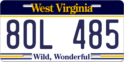 WV license plate 8OL485