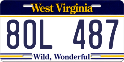 WV license plate 8OL487