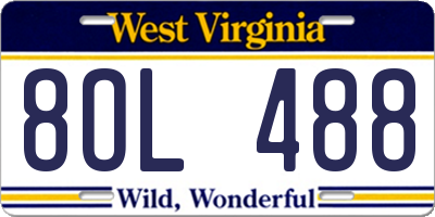 WV license plate 8OL488