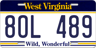 WV license plate 8OL489