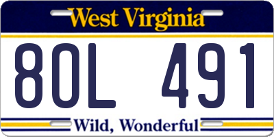 WV license plate 8OL491