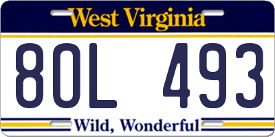 WV license plate 8OL493