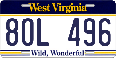 WV license plate 8OL496