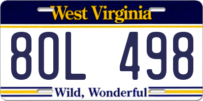 WV license plate 8OL498