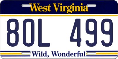 WV license plate 8OL499