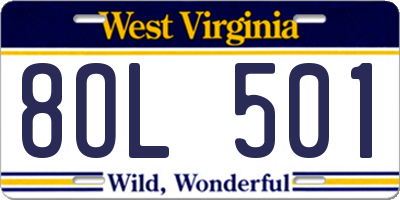 WV license plate 8OL501
