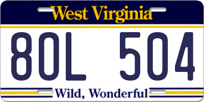 WV license plate 8OL504