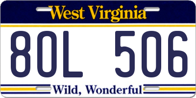 WV license plate 8OL506